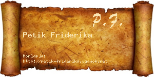 Petik Friderika névjegykártya